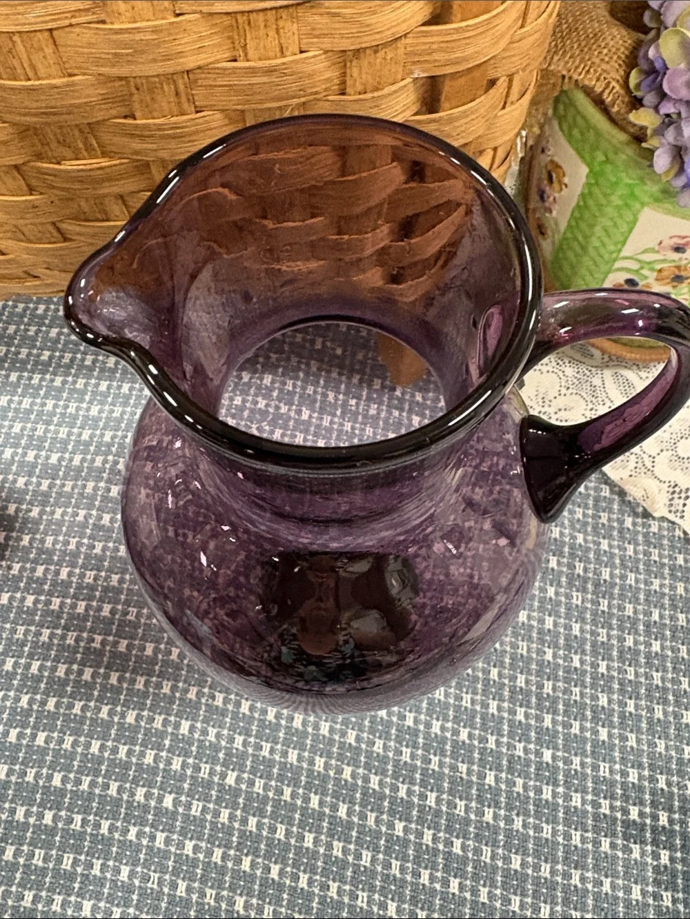 Vintage Amethyst Pitcher Vase Art
